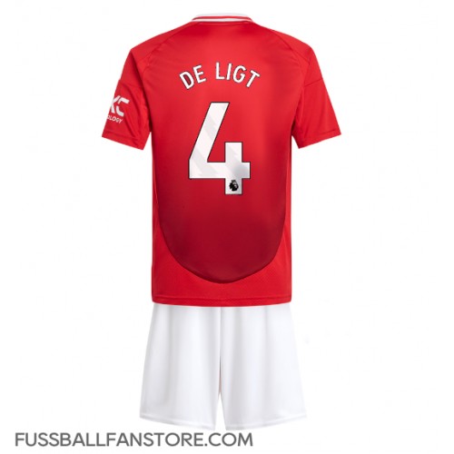 Manchester United Matthijs de Ligt #4 Replik Heimtrikot Kinder 2024-25 Kurzarm (+ Kurze Hosen)